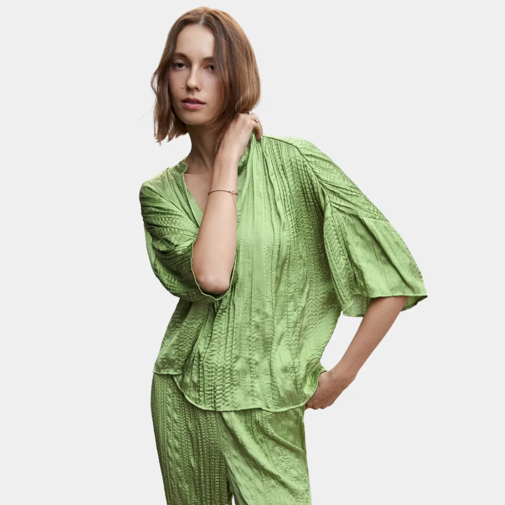 Satin Pleated Blouse